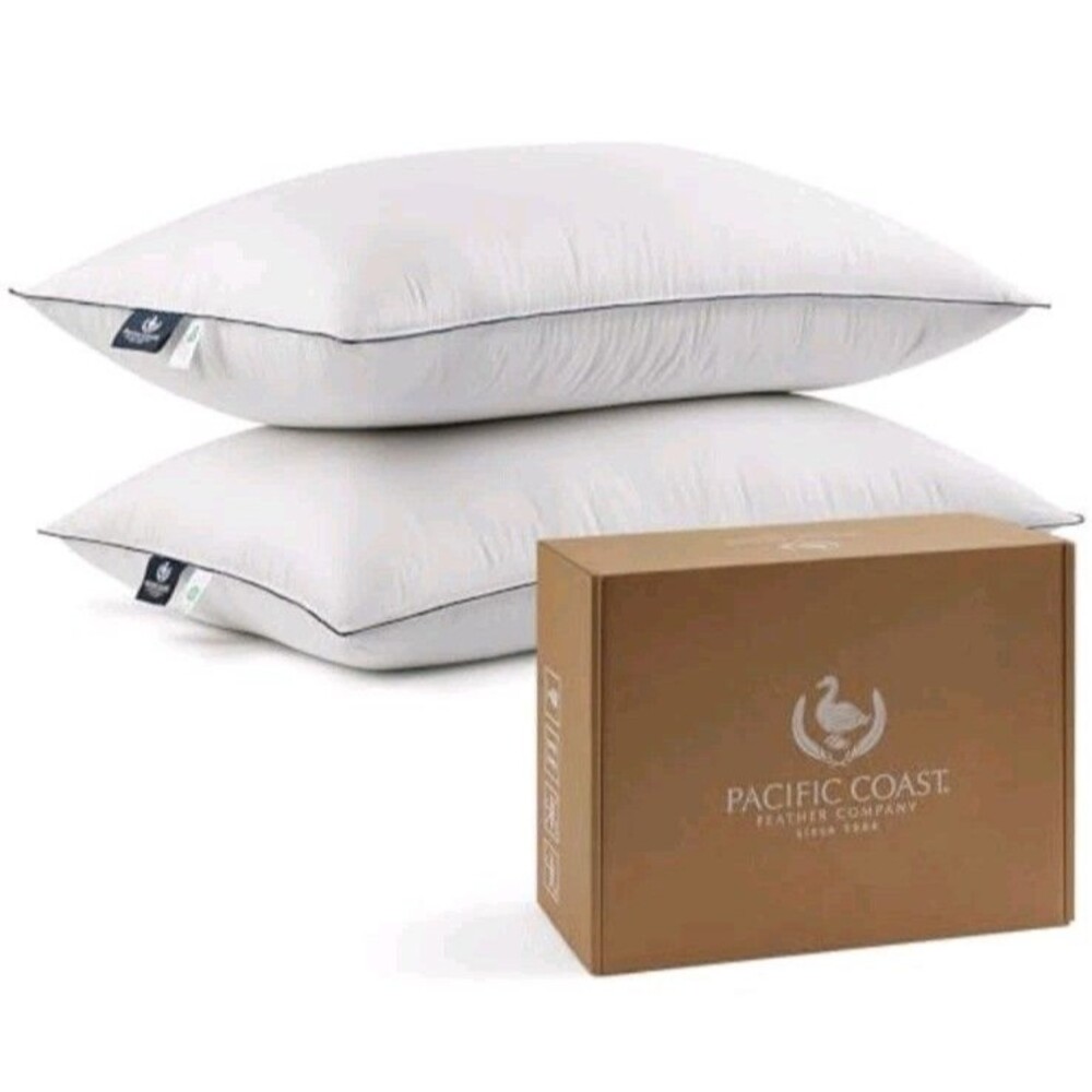 Pacific Coast Pillows Queen Size Set of 2 Goose Feather Down Pillow for Sleep